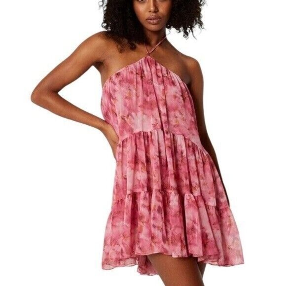 NWT MISA Los Angeles Sastra Mini Halter Dress Abstract Floral Size M - Picture 4 of 11
